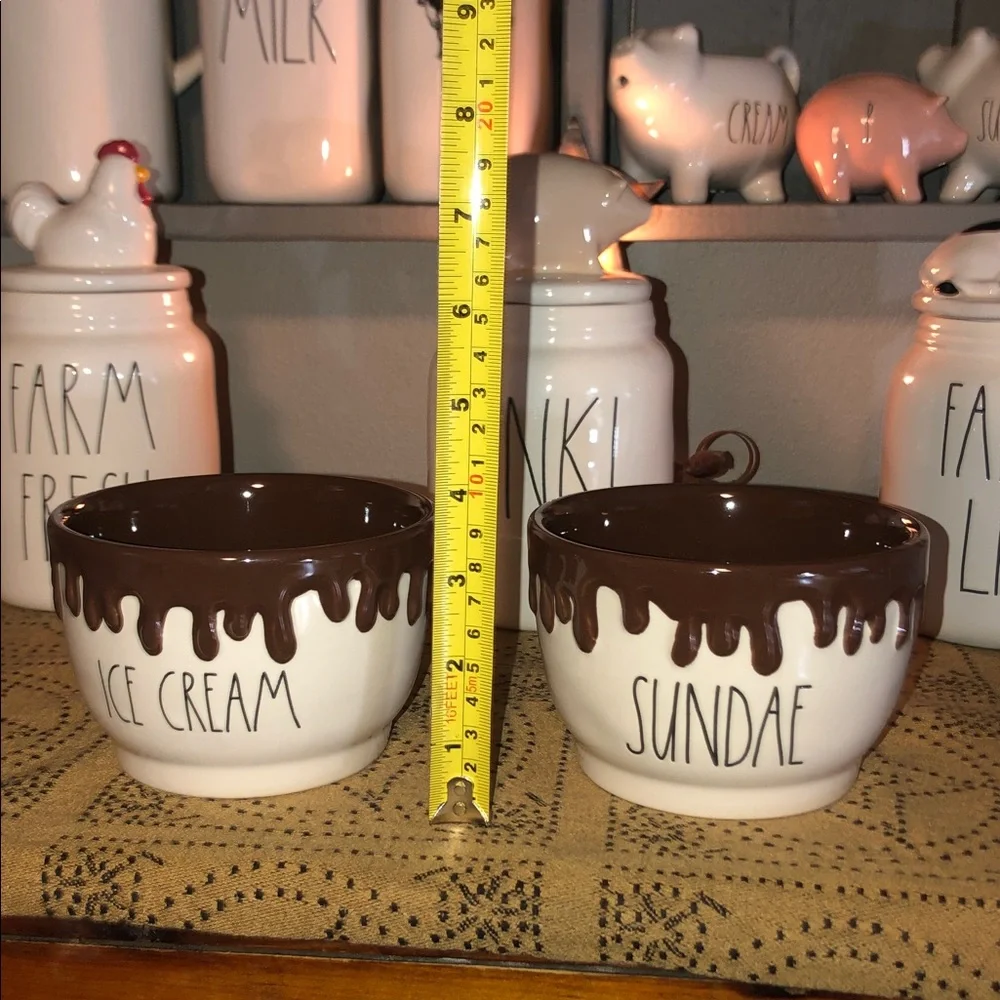 Rae Dunn ICE CREAM & SUNDAE Ice Cream Set of 2 Bowls